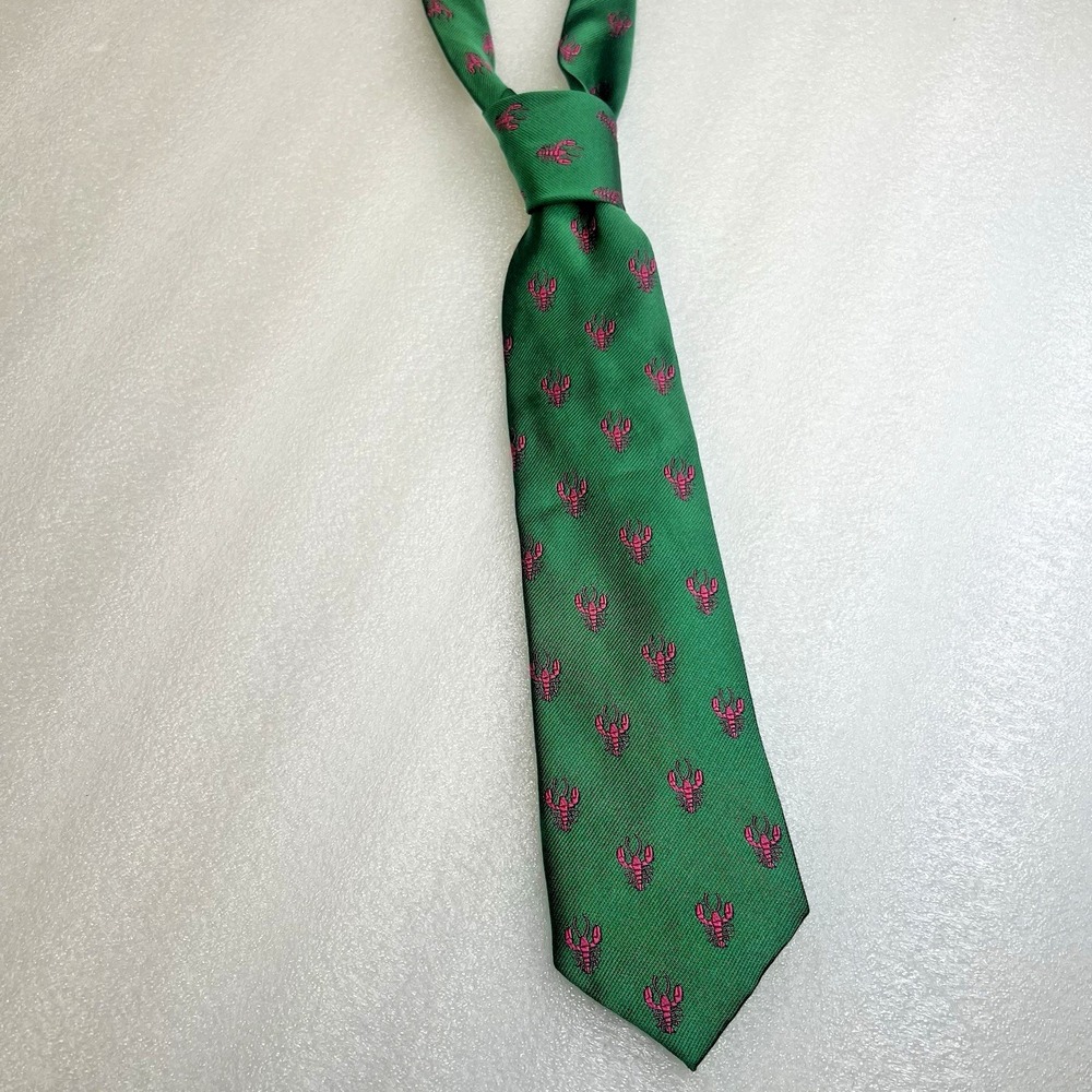 Polo Ralph Lauren Junior Hand Made in Italy 100% Silk Green Necktie with Lobster